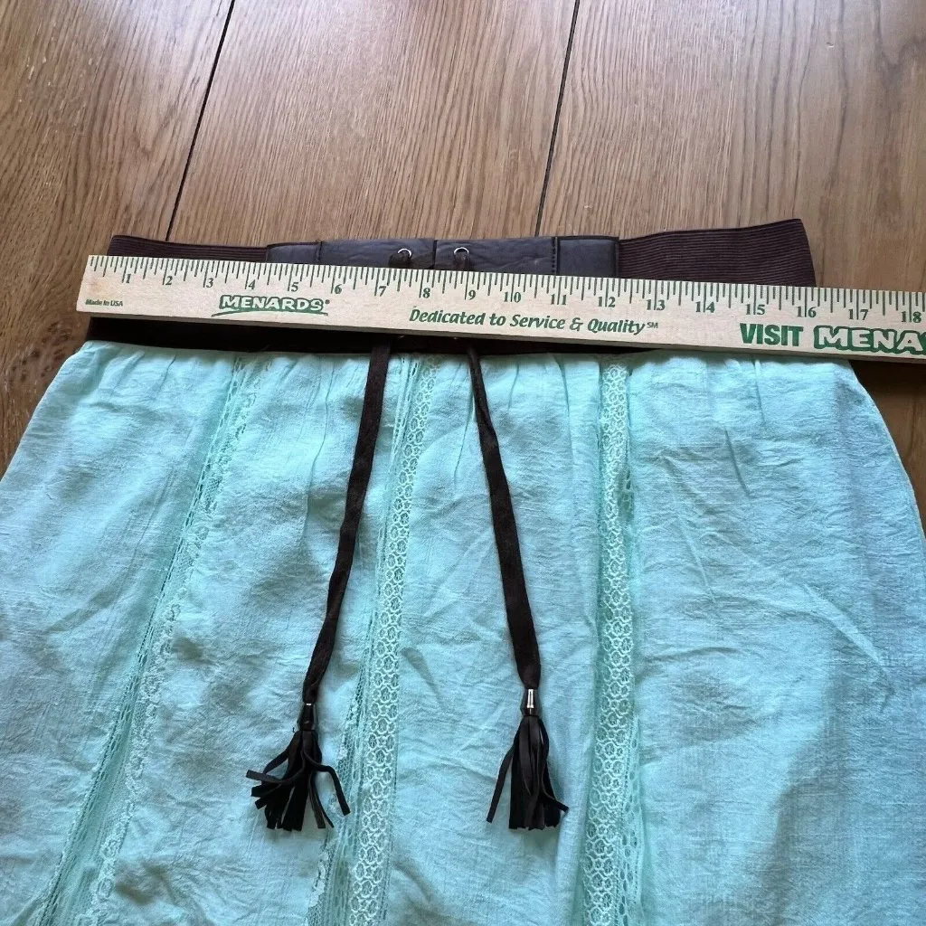 Blue Lace Lined Maxi Skirt‎ Bohemian Western Peasant Cottage Size Measured Size M - Image 5