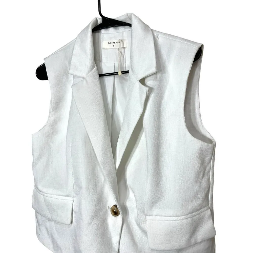Commense White Sleeveless Vest Blazer Size‎ L Size L - Image 2