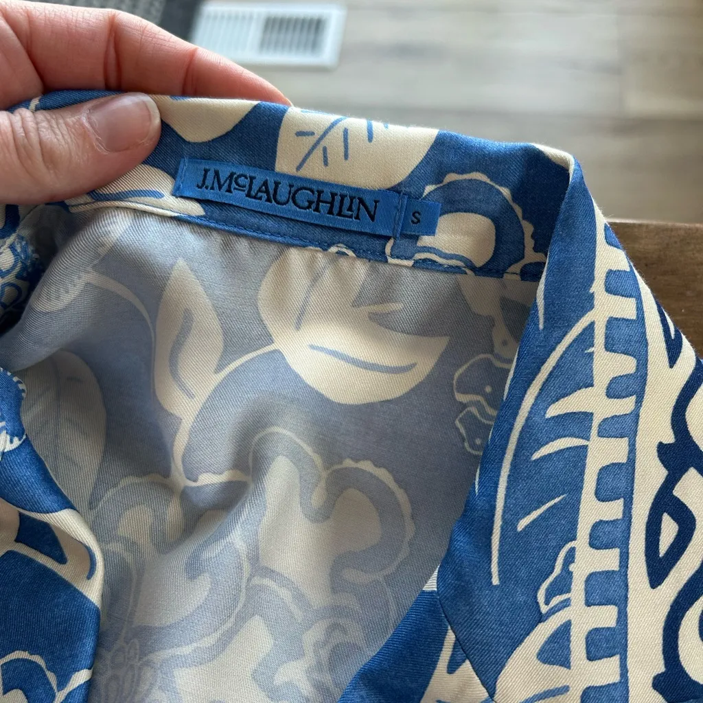 J.McLaughlin Silk Bimini Blue Pant Shirt Set S - Image 6