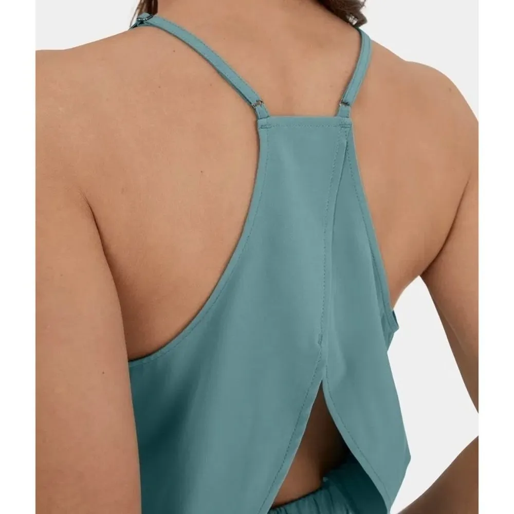 Halara Breezeful Adjustable Strap Cut Out Side Pocket Pleated Mini Dress Blue XS - Image 4