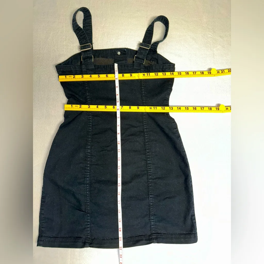 DIVIDED • Black Overall Dress Button Up Cotton Polyester Stretch Women’s size 4 - Image 5