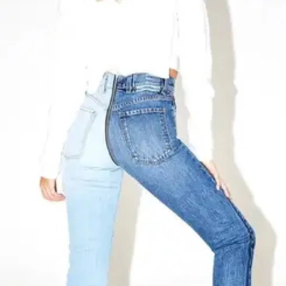 Revice Yin Yang High Rise Cropped Jeans Tokyo Wash Size 26 Two Tone - Image 2