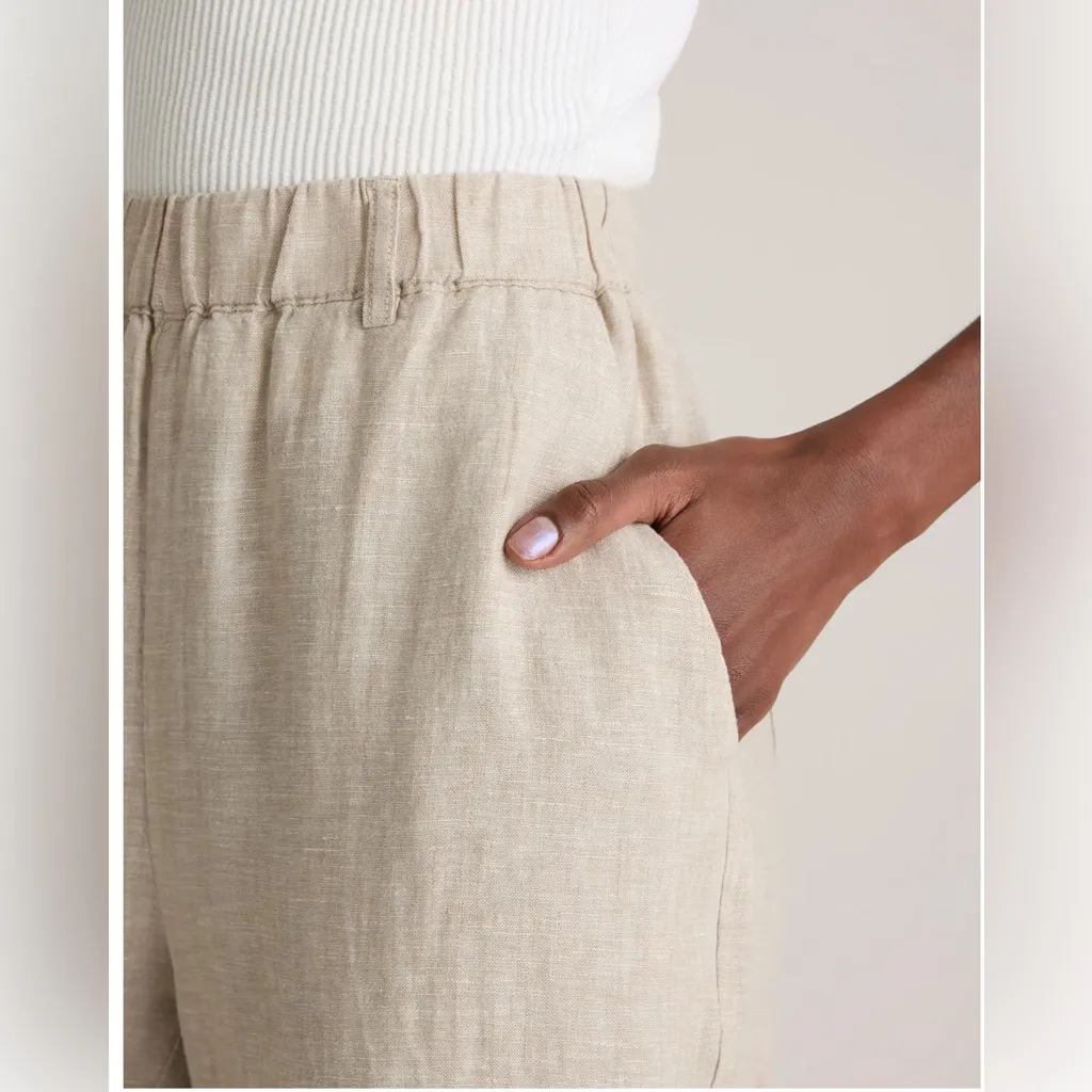 Quince women’s 100% European Linen Pants lightweight in color flax Size S NWT - Image 3