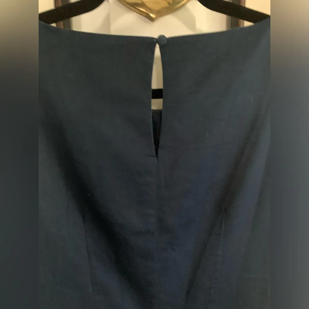 Nine West Deep Navy Blue Chambray Sheath Dress w/Pockets Sleeveless Women Sz 4 - Image 5