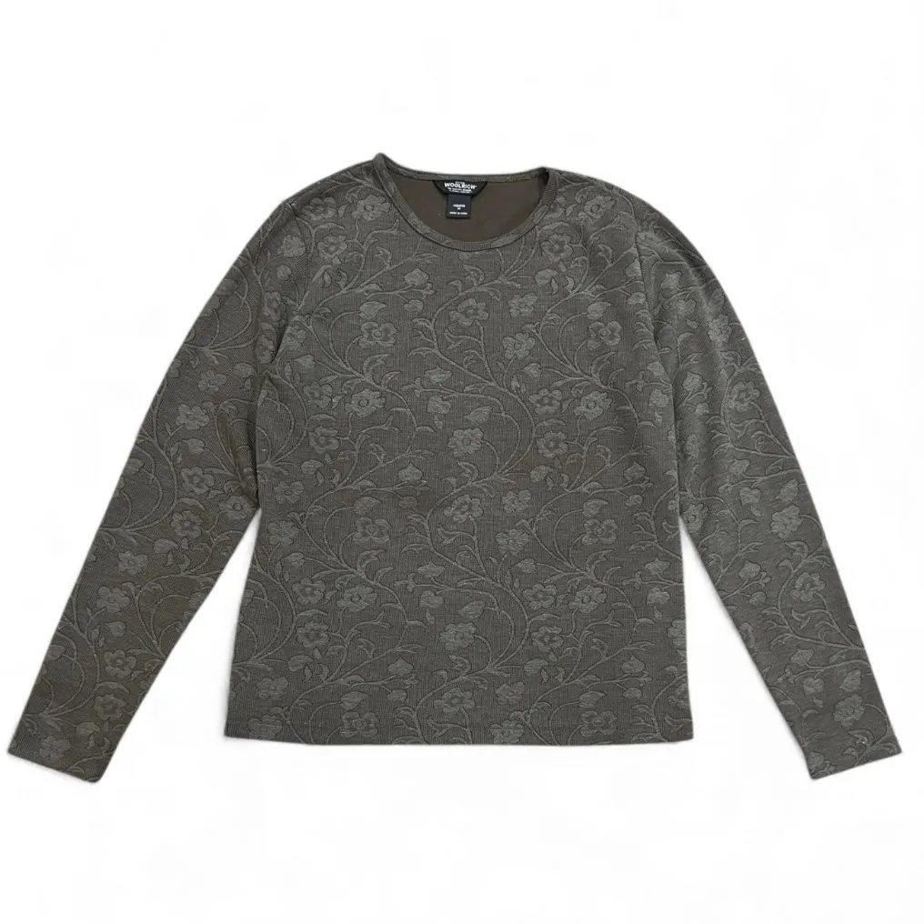 Woolrich Hickory Green Floral Embossed Sweater Size Medium - Image 2
