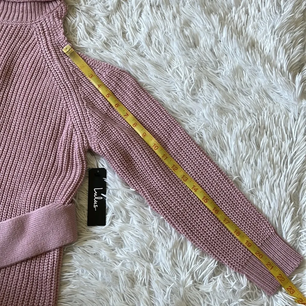 Lulus Women’s Sweet Demeanor Pink Turtleneck Cold-Shoulder Sweater Dress Small - Image 7