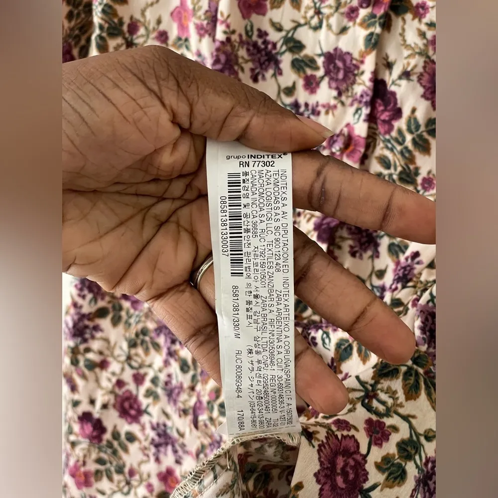 Zara Satin Effect Floral Mini Button Back Dress Sz M Bloggers Favorite - Image 9