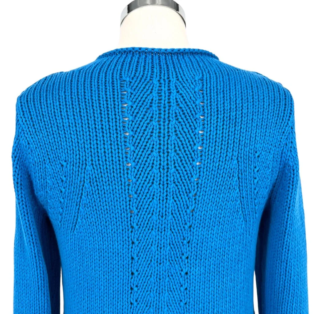 Poetry Cotton Tape High-Neck Sweater Soft Peacock Blue Size 6 - Image 8