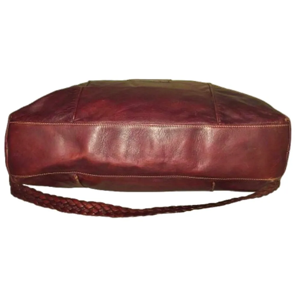 GUCCI Supreme Wine Leather Oversized Top Zip Crossbody Shoulder Bag w/ DUST BAG - Image 9