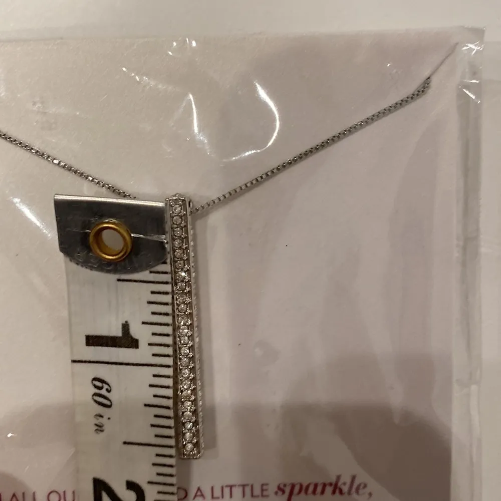 Chico’s Silver-Tone Icicle Pendant Necklace Crystal Rhinestones NWT OS - Image 5