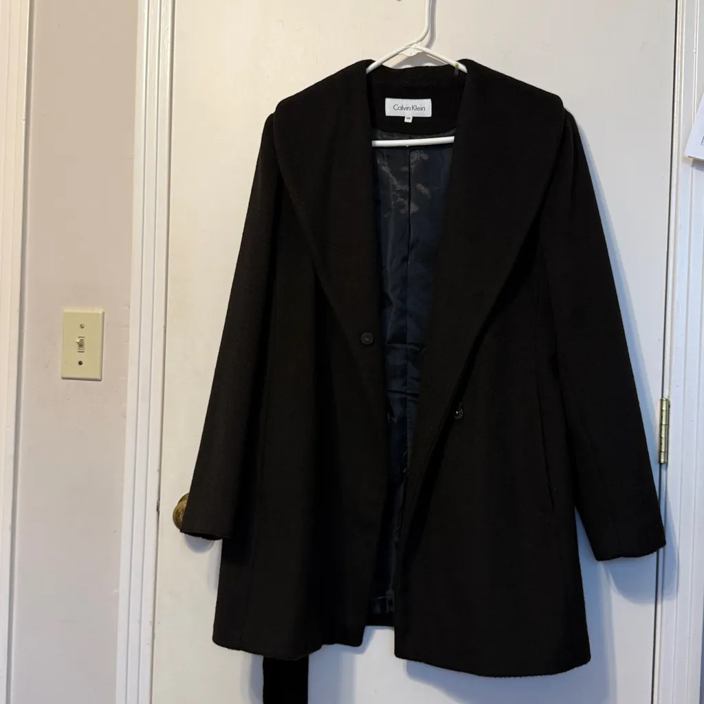 Calvin Klein Elegant Black Pea Coat - Image 15