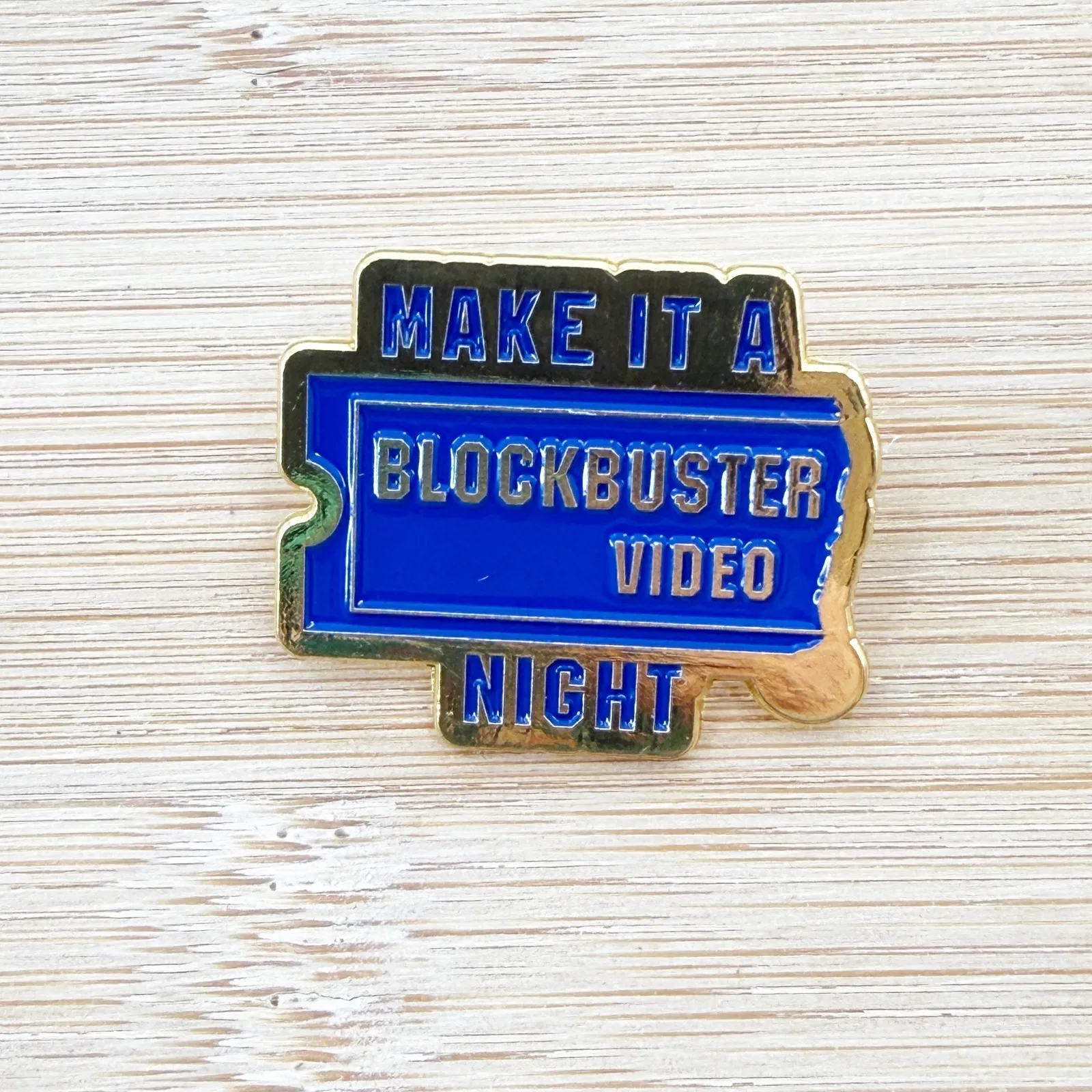 Blockbuster Night Enamel Pin: 90s Y2K Nostalgia Blue - Image 3