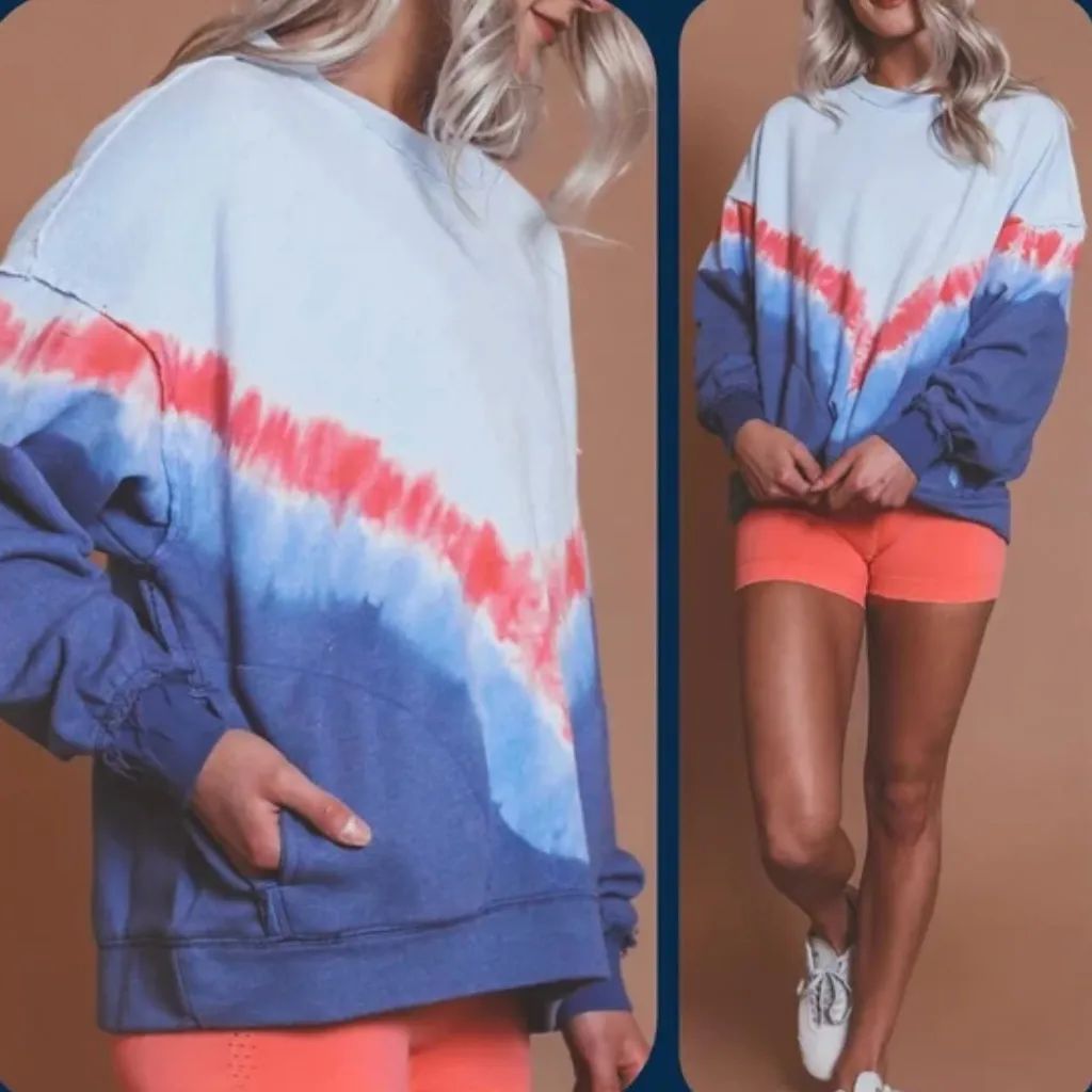 Free People Movement Ombre Metti Crew Sweatshirt Blue Women's Size M Athleisure Size L - Image 4