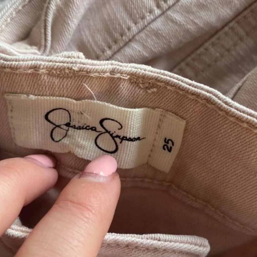 Jessica Simpson Low waisted  light pink distressed jeans - Image 4