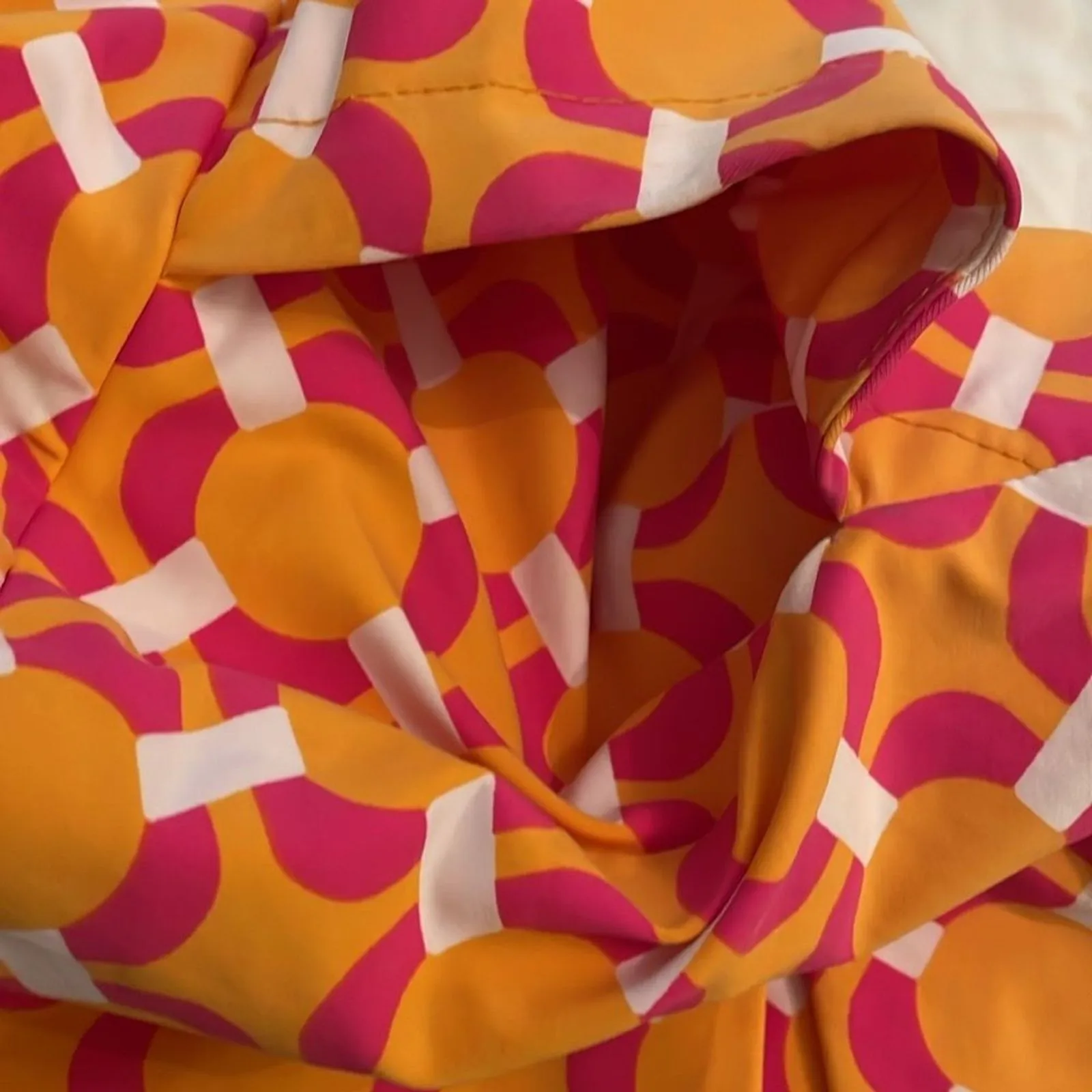 Katherine Way Scottsdale Pleated Skort Womens Size Small Orange Pink Geometric - Image 10