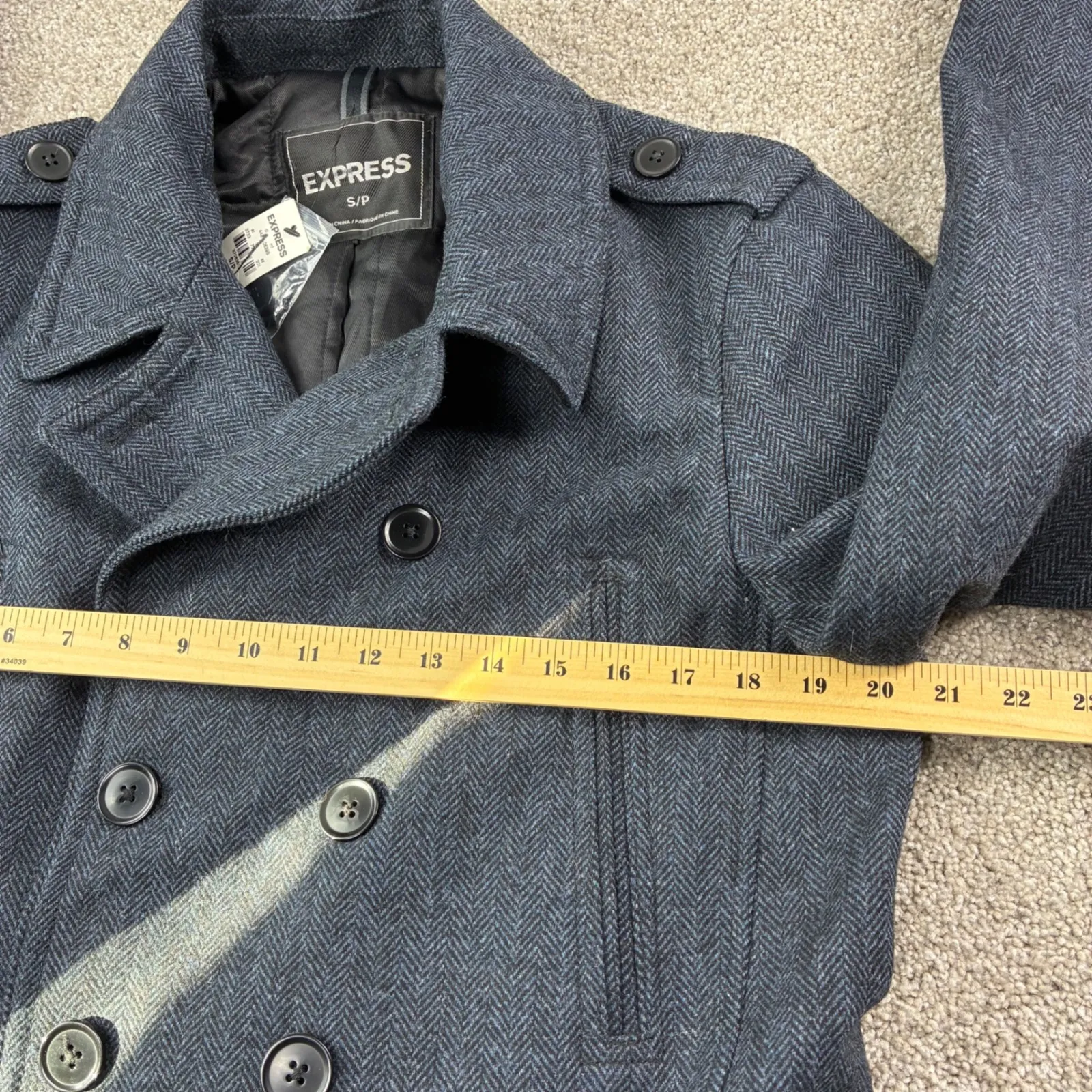 NWT EXPRESS‎ Womens SP Double Breasted Herringbone Peacoat Blazer Style Jacket - Image 6