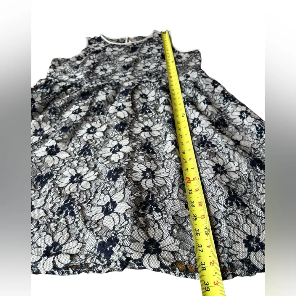 Ann Taylor LOFT Lace Sheath Dress Knee Length Sleeveless Womens 16 Black Beige - Image 9