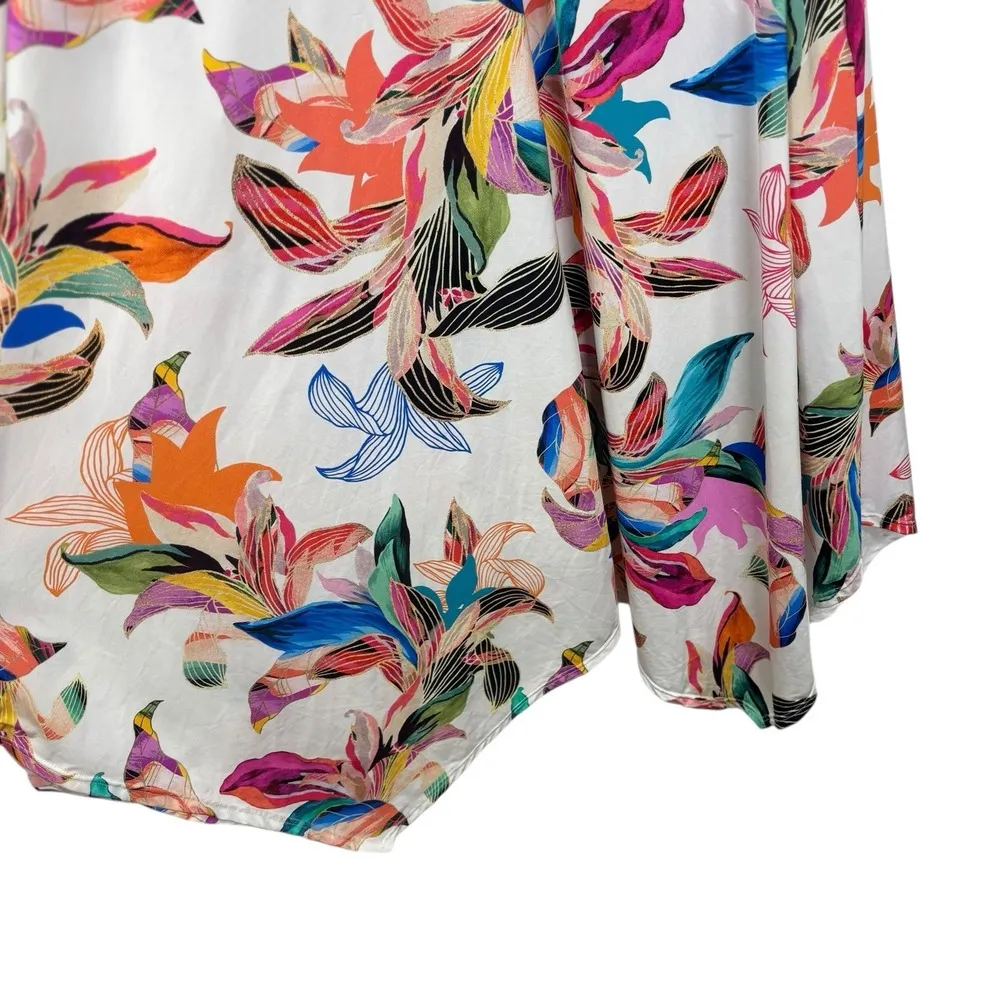 La Blanca Paradise City Scarf Hem Dress Tropical Vacation Floral NEW Size L - Image 5