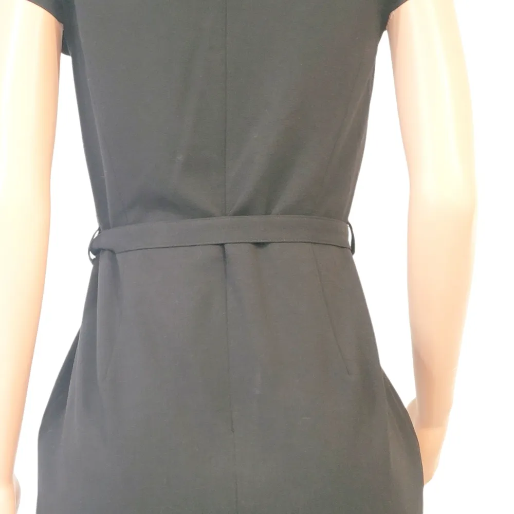 Calvin Klein Little Black Cap Sleeve Scoop Cowl Neck Belted Lined Dress Sz 6 - Image 8