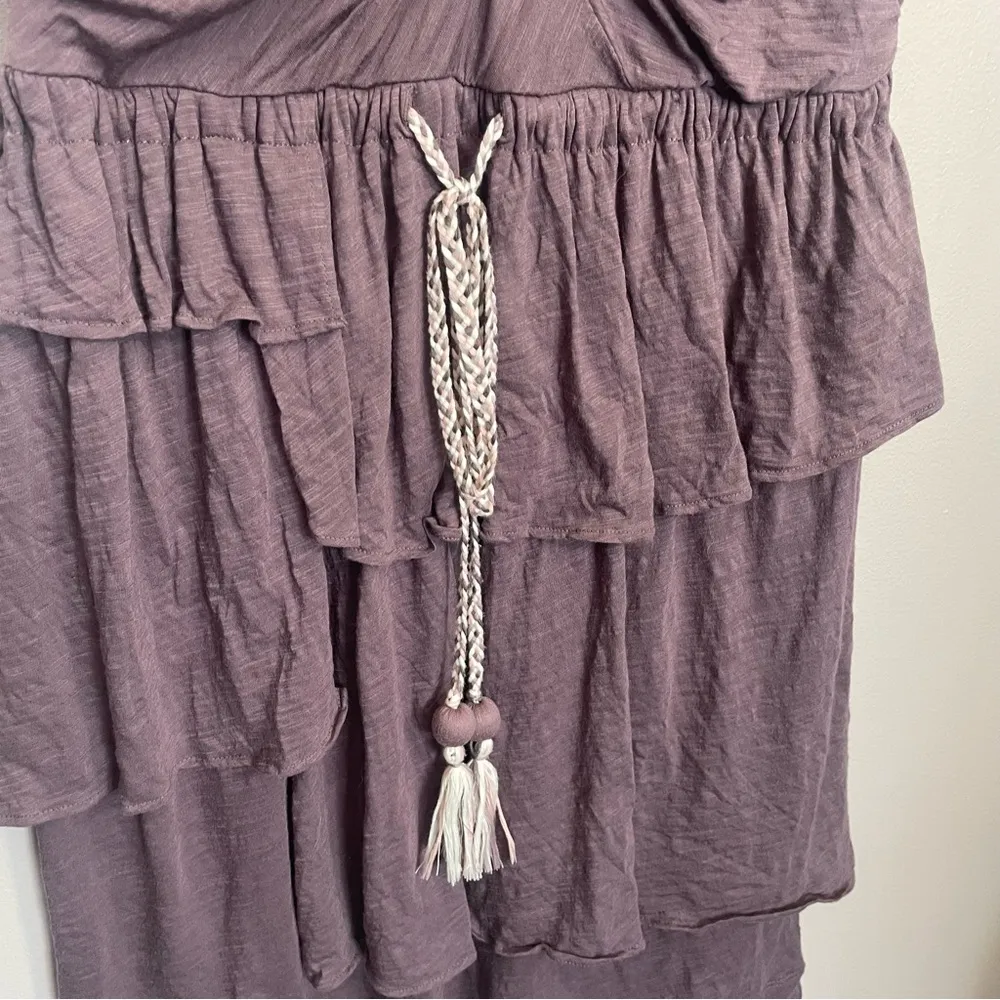 Lilka Anthropologie Dress tiered ruffle boho braided tassel tie belt - Image 8