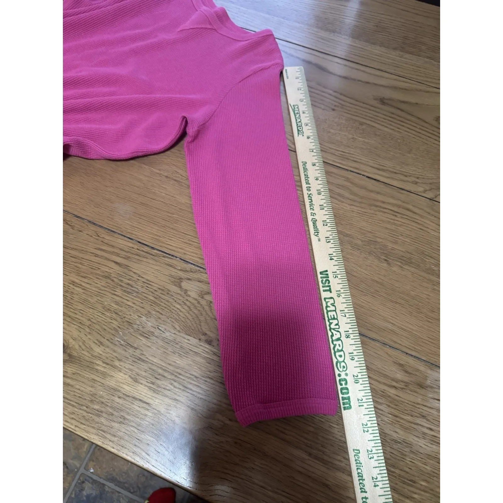 Woman Within Waffle Knit Shirt Long Sleeve Size M 14/16 Pink Cotton Blend Winter - Image 7