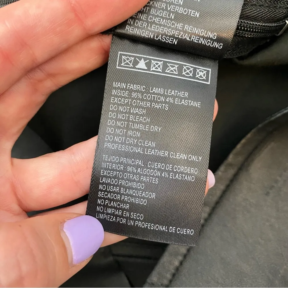 Ba&sh Jupe Party Asymmetrical Lamb Leather Mini Skirt Black 8 - Image 10