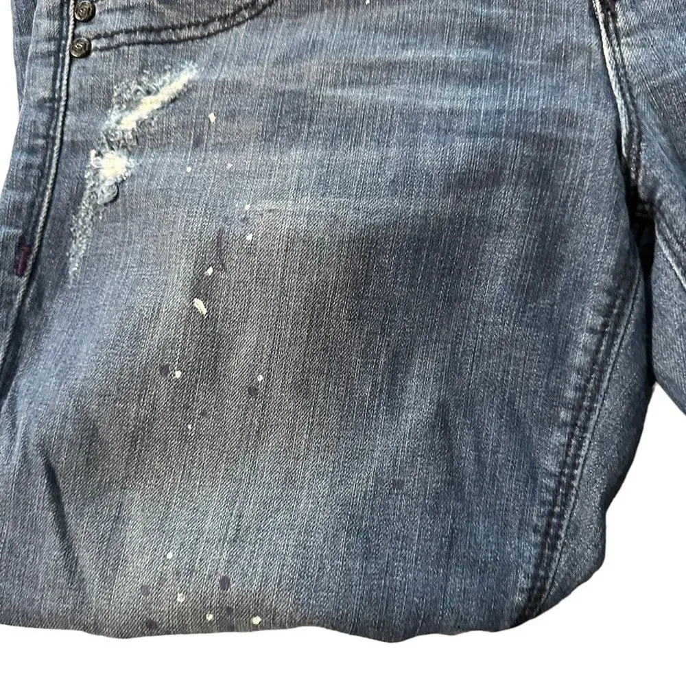 Bebe Skinny Paint Spattered Distressed Jeans - 31 - Image 3