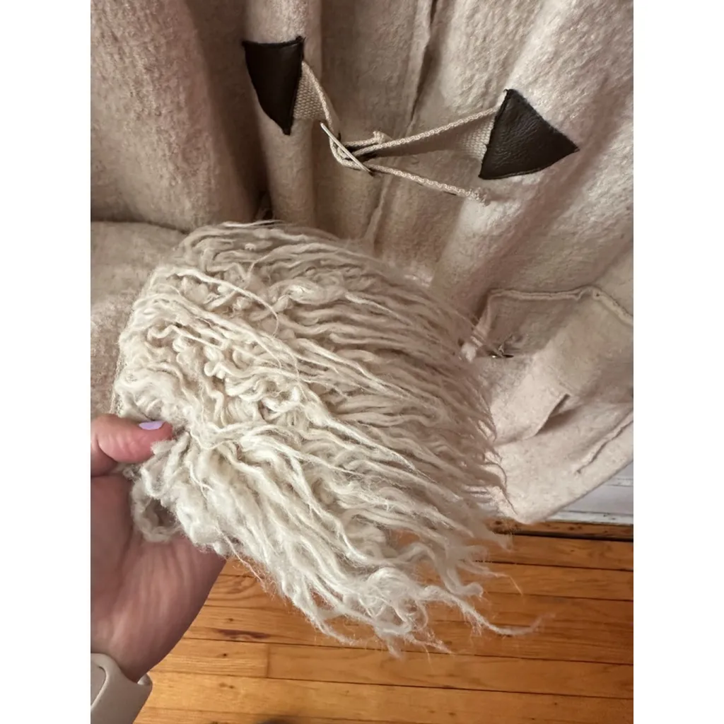 Free People Y2K Shaggy Faux Fur Toggle Buckle Wool Jacket Large - Image 7