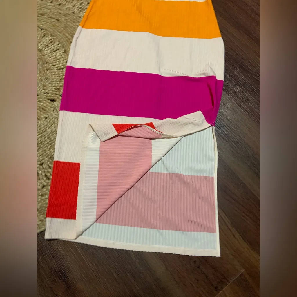 Ted Baker PLUMO Rib Jersey Vest Dress 255$ orange pink casual fall party classic - Image 4