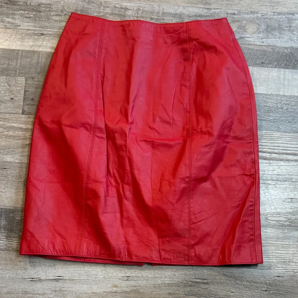 Avon Fashion 100% Leather Elegant Red Women's Skirt Size 9/10 - Image 5