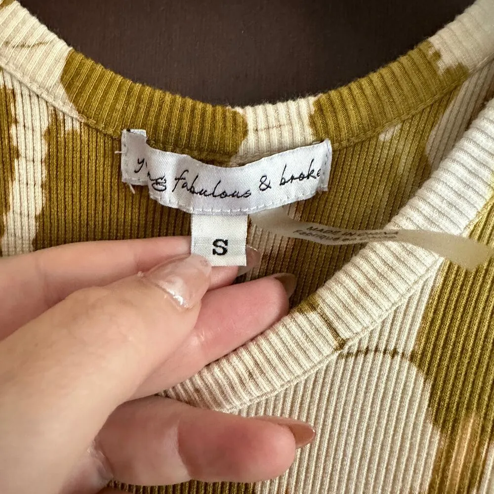 YOUNG FABULOUS & BROKE | Iggy Ribbed Bodycon Midi Dress Multicolor Tie Dye | S - Image 4