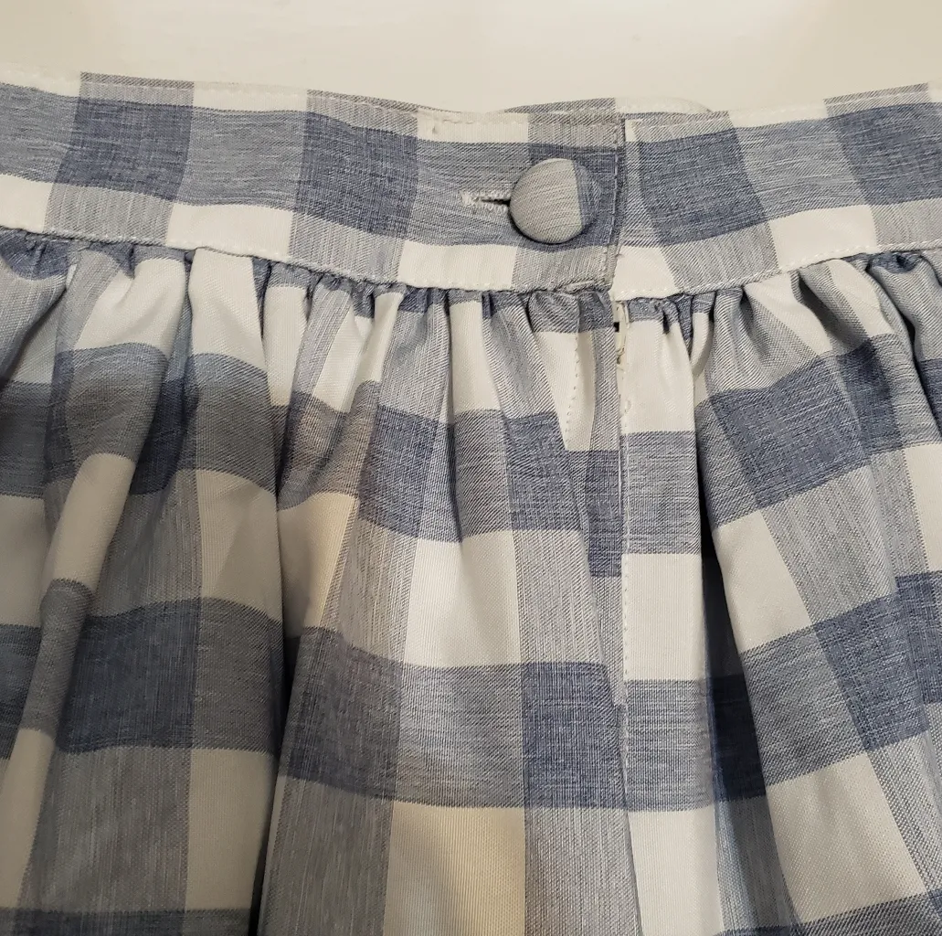 NWOT Unique Vintage 1950s Blue & White Gingham High Waist Swing Skirt Size L - Image 5