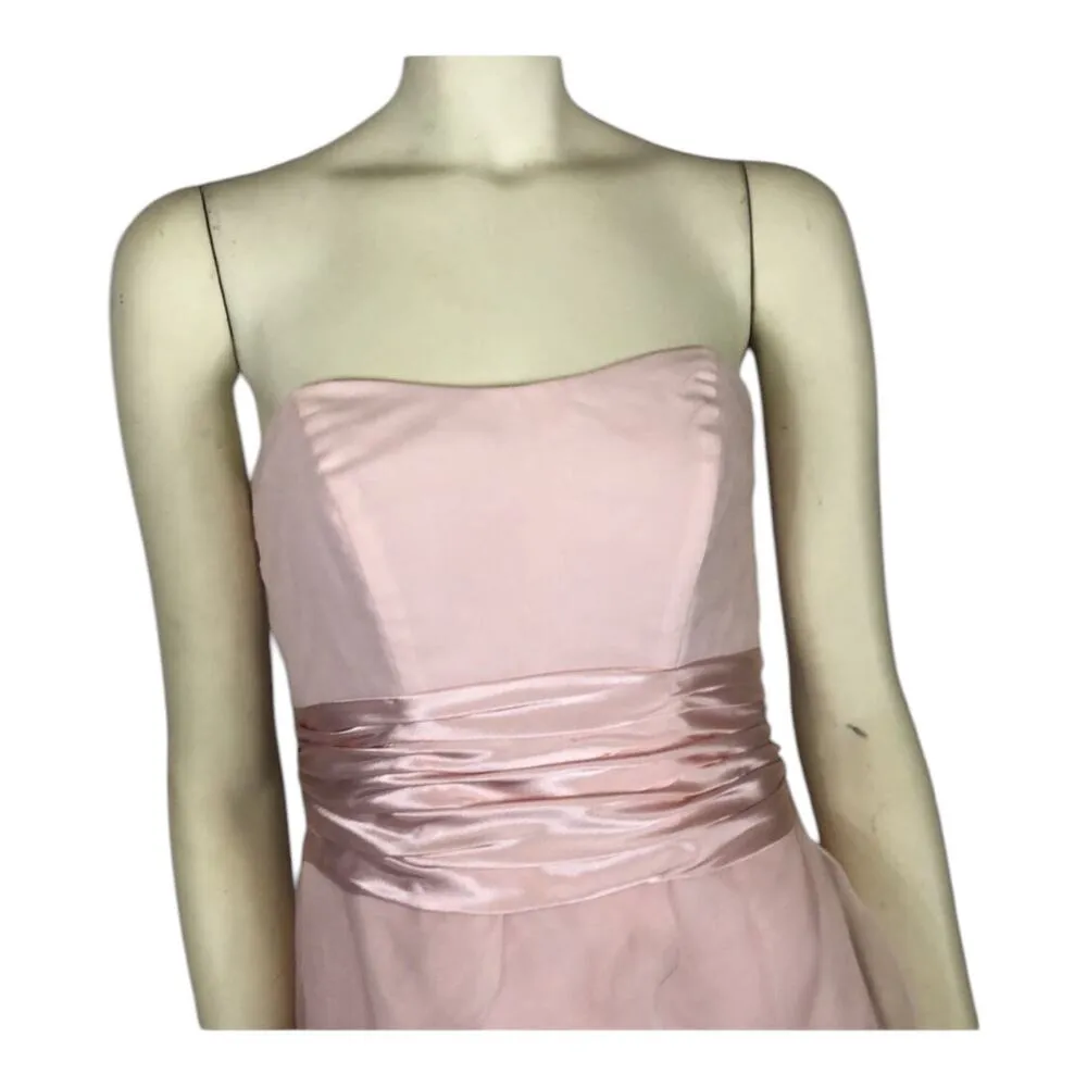 DAVID'S BRIDAL strapless tiered sheer organza ball gown in PINK F14196 size 4 - Image 9