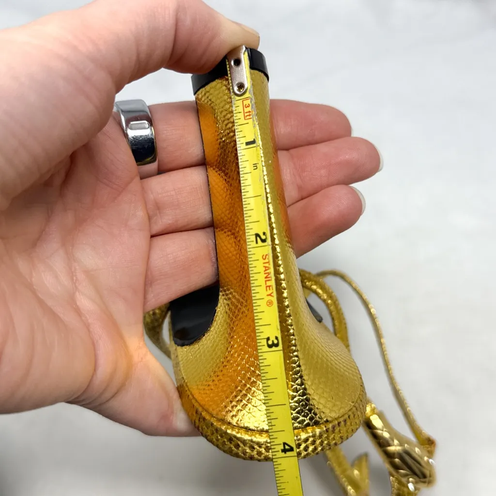 NEW Yves Saint Laurent YSL Vintage 1997 Snake Motif Metallic Sandal Heel Gold 37 - Image 13