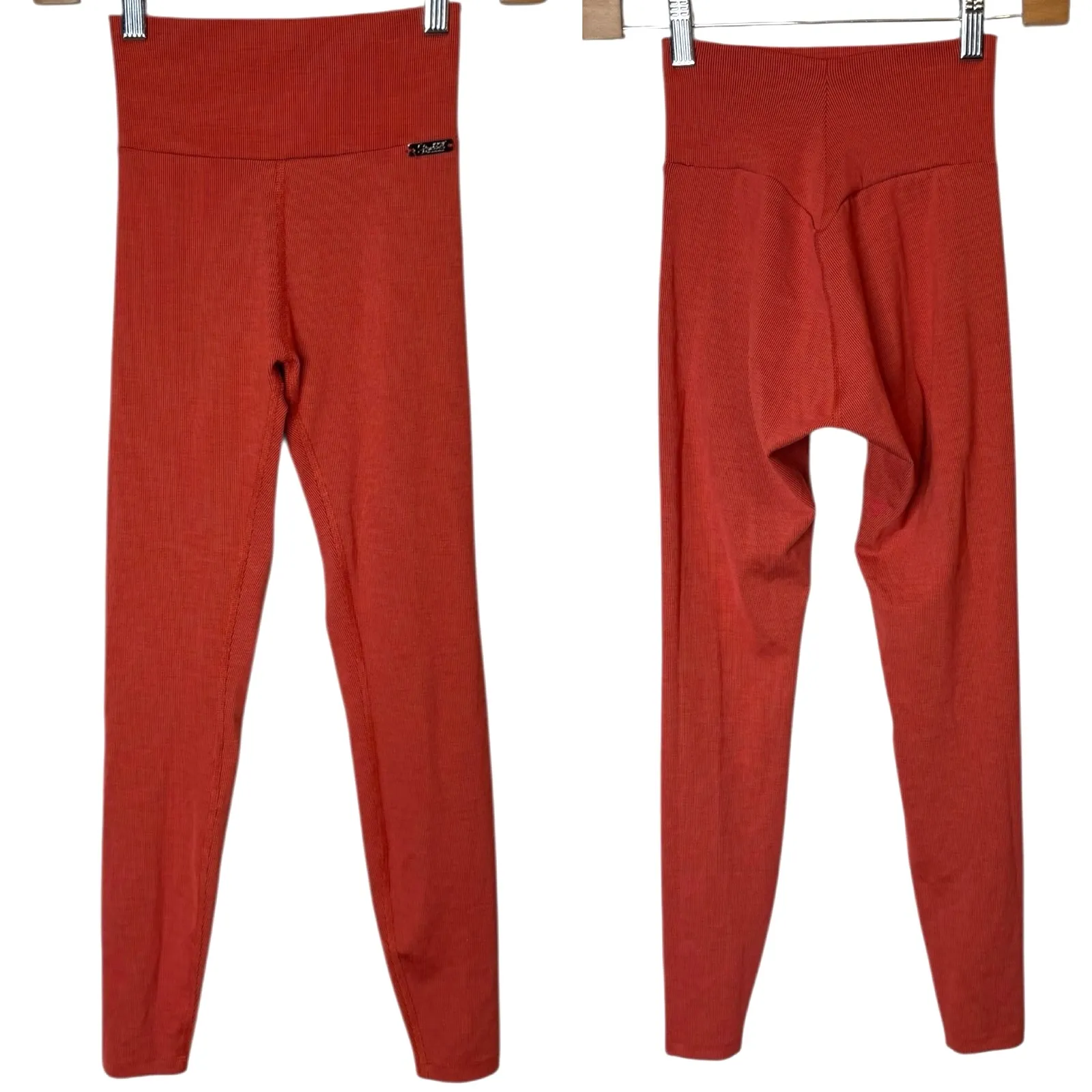 Bombshell Sportswear Refined Rib Leggings in Burnt Orange Size Small - Image 3