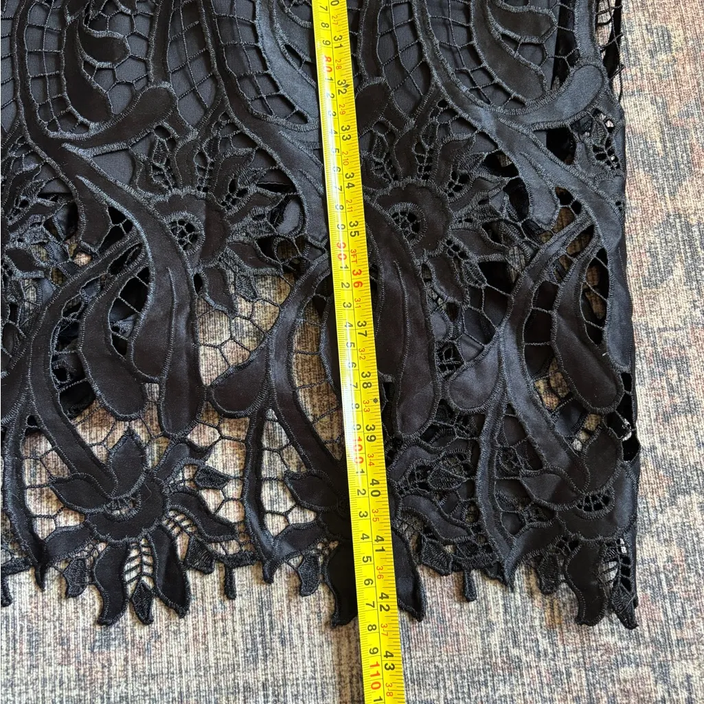 Bardot Isa Crochet Lace Cocktail Sheath Midi Dress French Black Size 8/M - Image 13