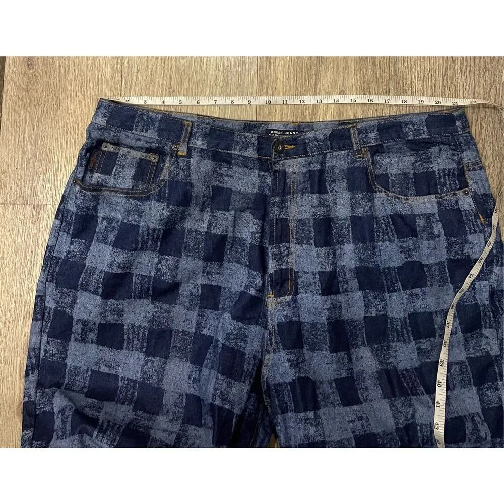 Crest Jeans Y2K Vintage Square Checkered Women’s 23/24 Blue Size 24W - Image 4