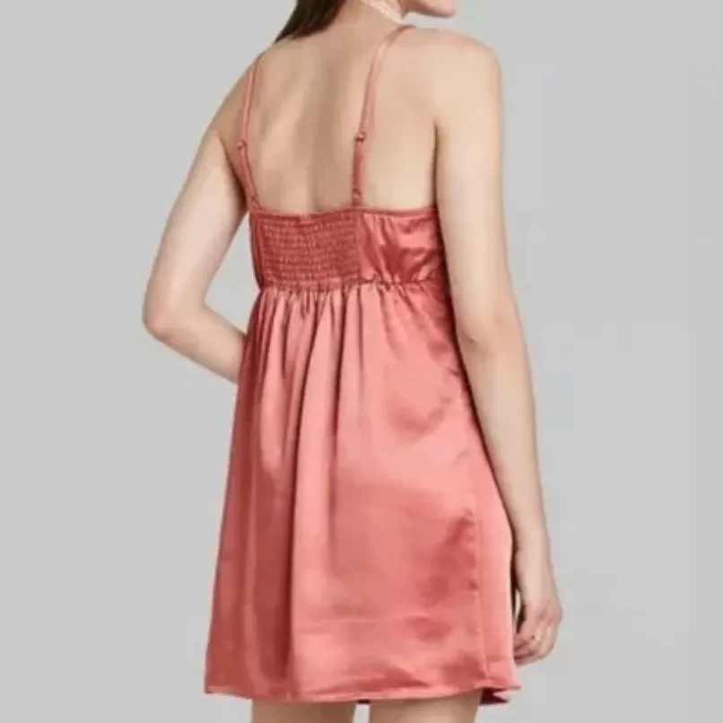 Wild Fable Satin Slip Dress Women's Medium Rose Pink‎ Y2K Coquette Dainty Hippie - Image 2