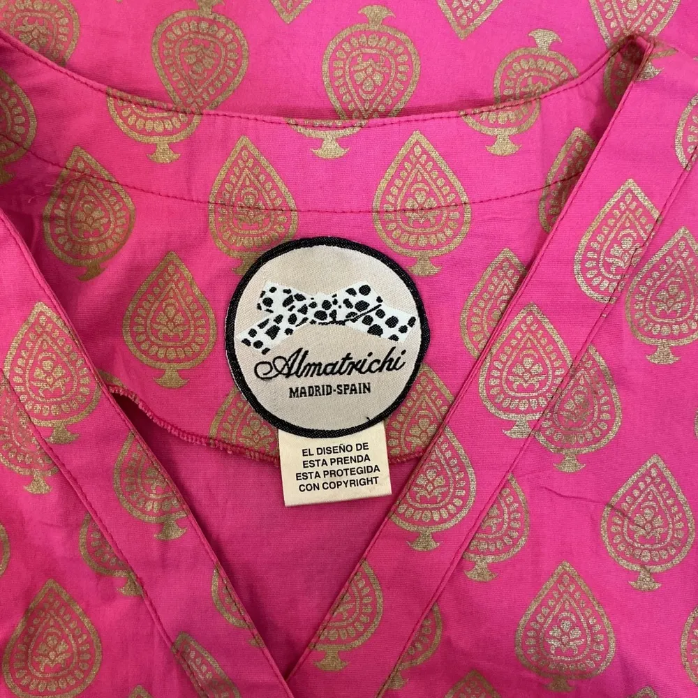 Almatrichi Dress Shirt Pink Gold Paisley Print 3/4 Sleeve Button Down sz M‎ Size M - Image 2