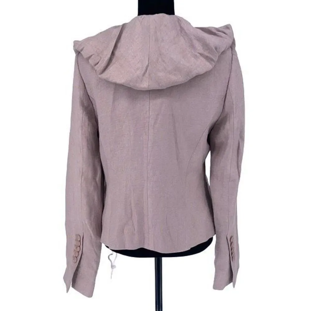 BCBG MAXAZRIA Ruffle Collared‎ Linen Blend Jacket Blazer Size 10P Purple/Pink Purple Size M - Image 4