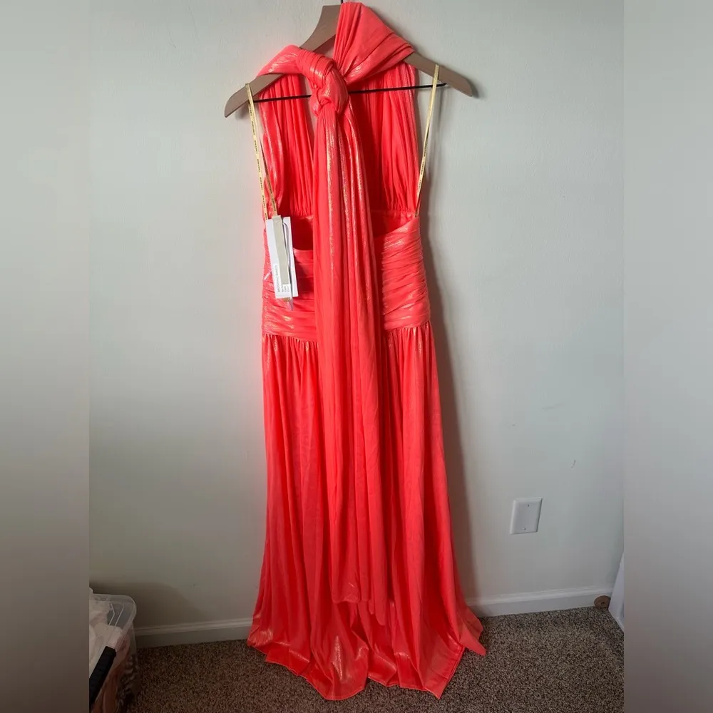 NWT Bronx and Banco Florence Halterneck Metallic Coral Gown Small - Image 6