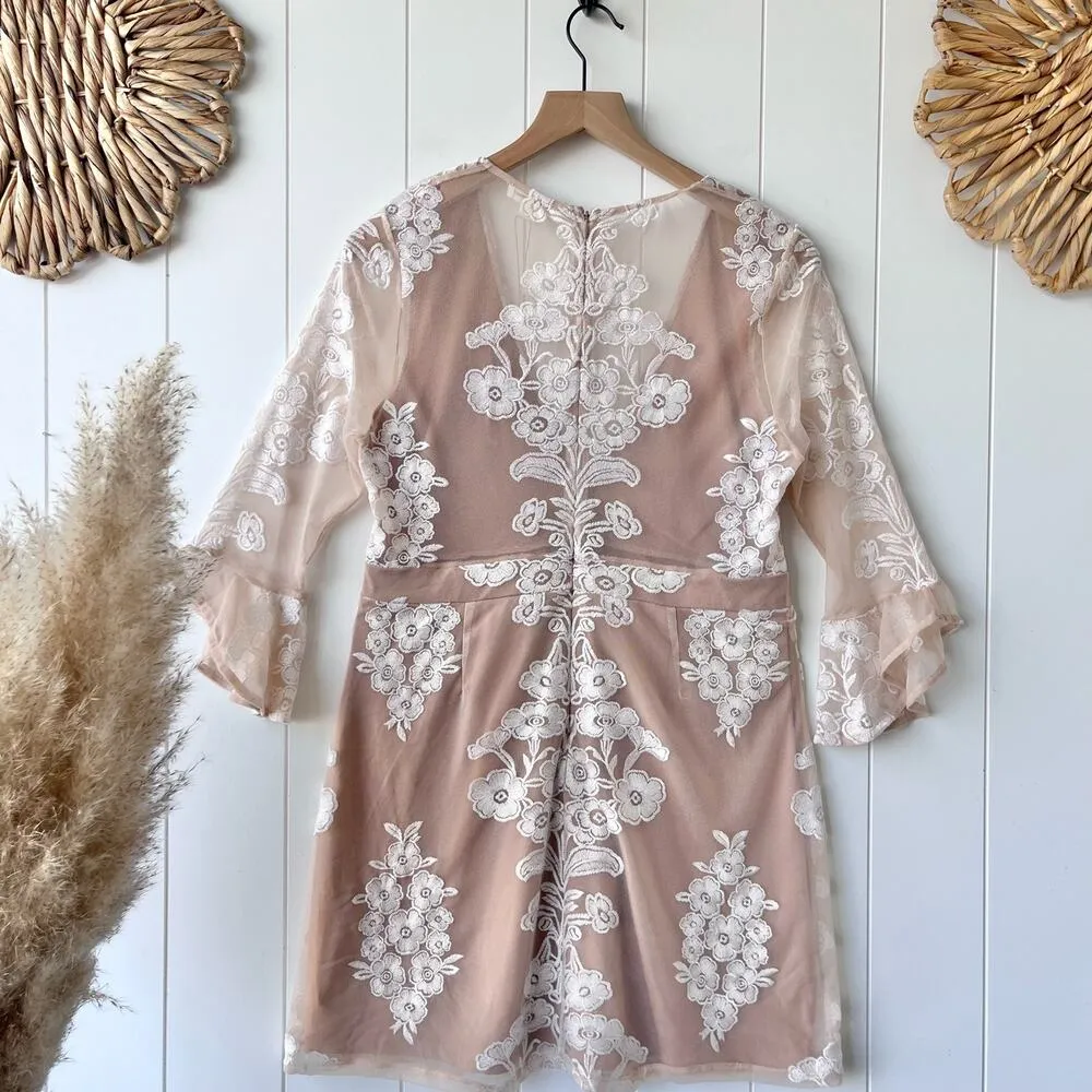 For Love and Lemons mini dress mesh embroidered floral embroidery - Image 5