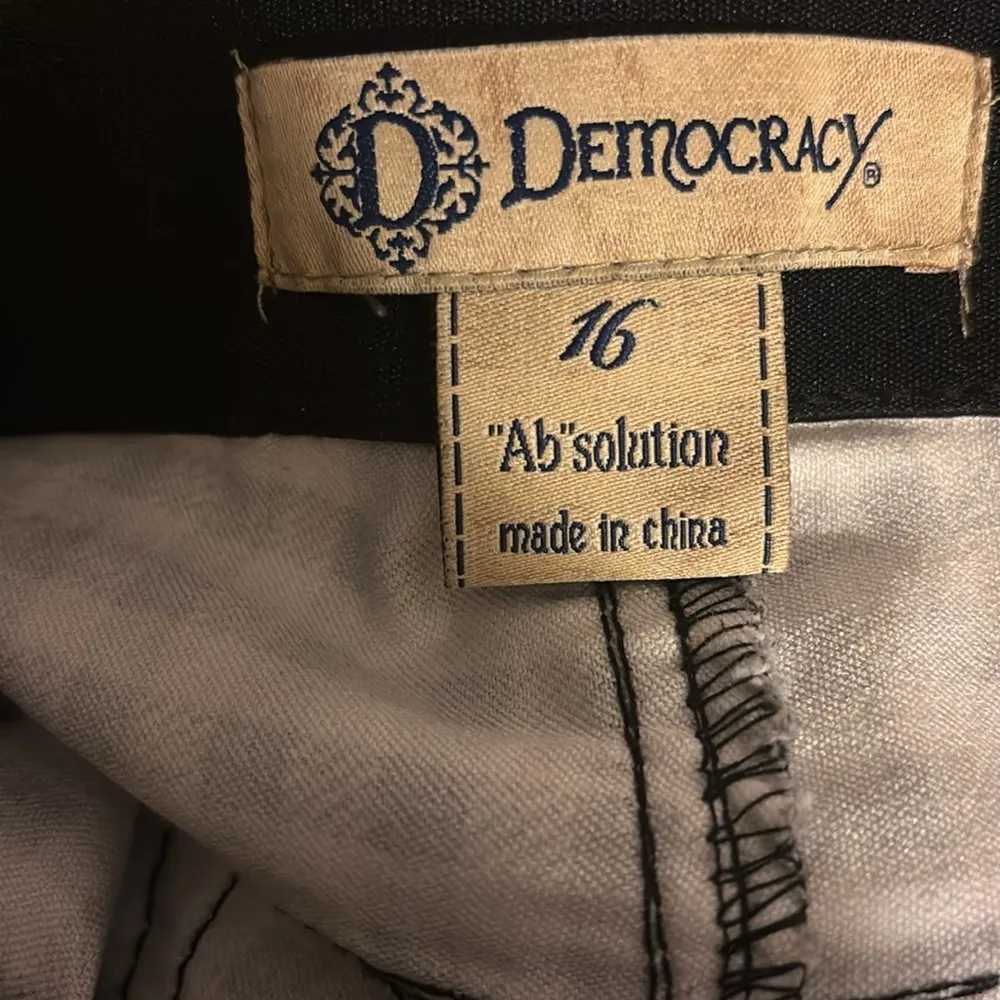 Democracy Ab”Solution Stretch Slim Pant 16 Black White Check Slimming Tummy Tuck - Image 4