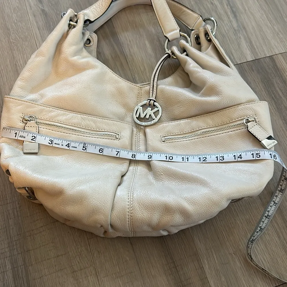 Shoulder Bag Leather Hobo Slouchy Off White Color Handbag - Image 11