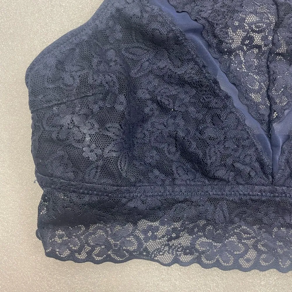 Bundle of Aerie Blue Lace Bralettes Bandeau and High Necklace - Image 6