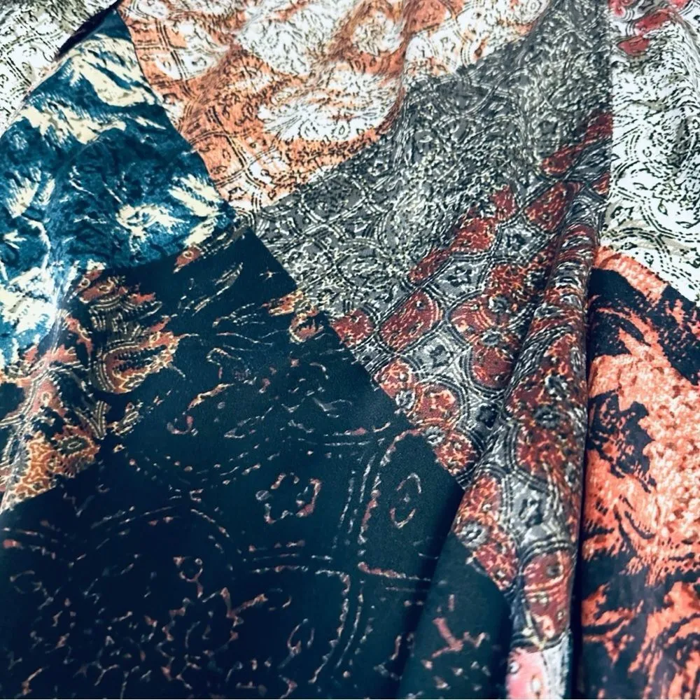 Johnny Was Mabel Silk Velvet Palazzo Pants Wide Leg Elastic Waist Printed XS - Image 4