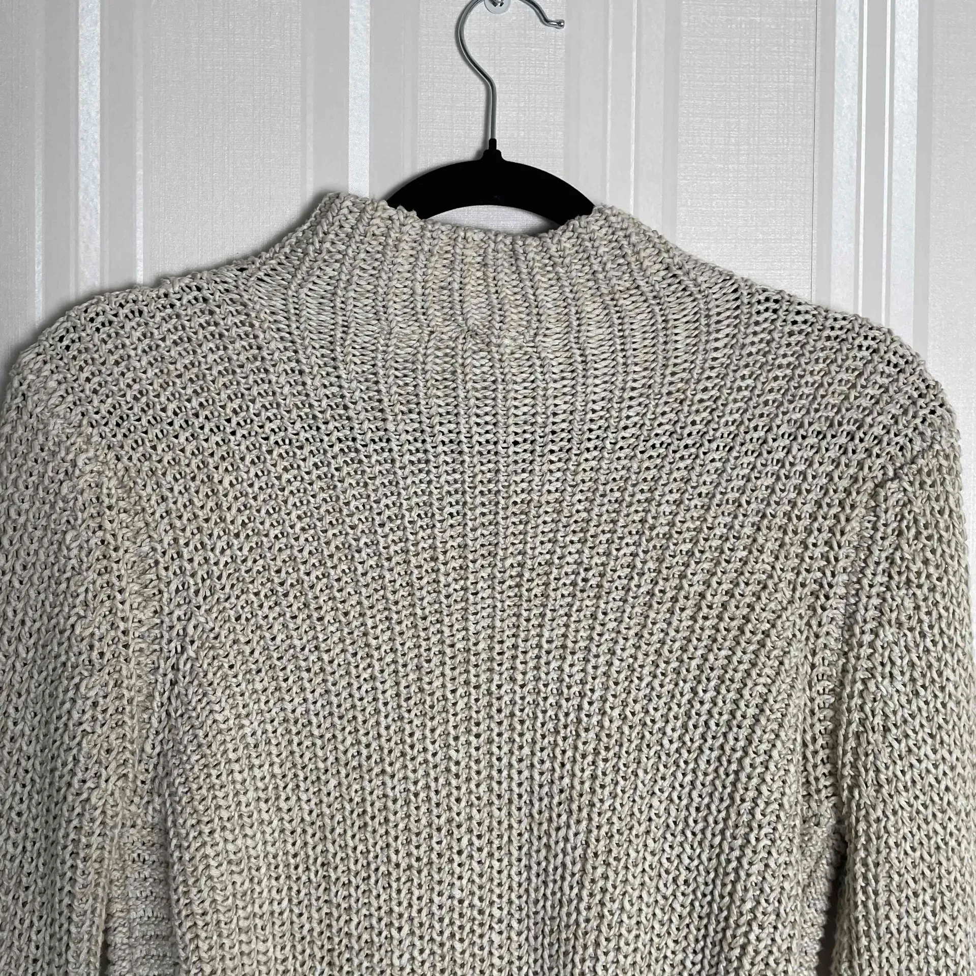 RD Style Neutral Open Knit Mock Neck Elbow Patch Gorpcore Sweater Cozy Chic M - Image 5