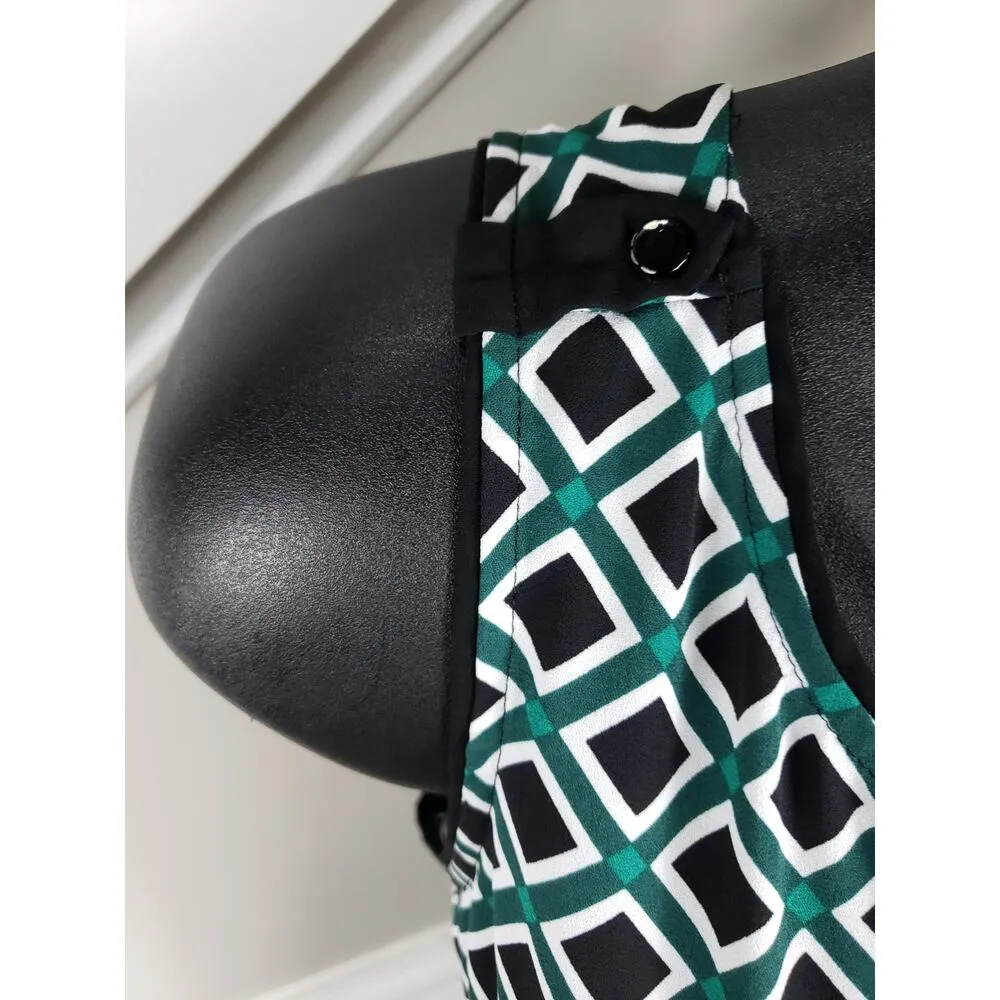 White House Black Market Tank Top Women XSP Green Black Geometric Print - Image 5