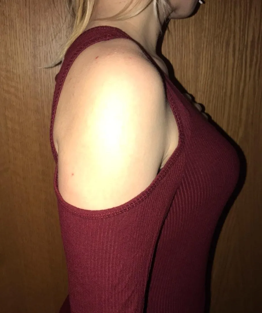 Charlotte Russe Maroon Cold Shoulder Bodysuit - Image 2