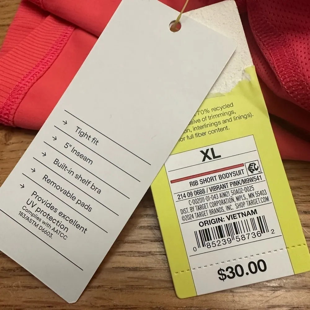 All In Motion NWT ribbed shorts body suit scoop back, size XL 18” p2p - Image 9